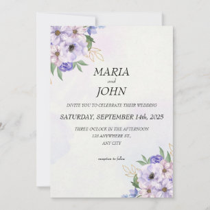 Elegant Chic Romantic Minimalist Classic Purple Invitation