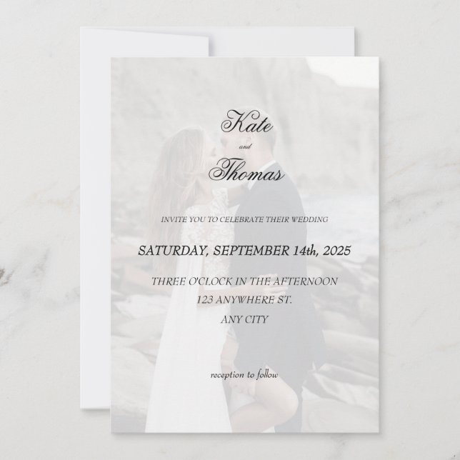 Elegant Chic Romantic Minimalist Classic White Invitation (Front)
