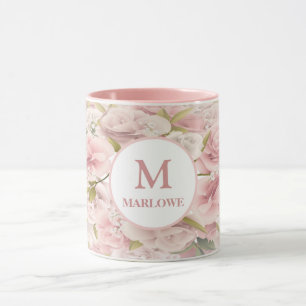 Elegant chic romantic rose floral mug