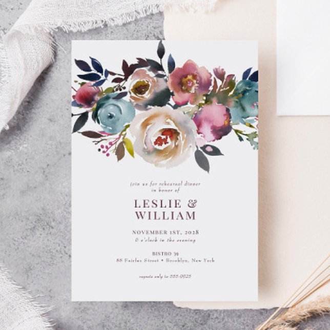 Elegant Chic Romantic Rose Rehearsal Dinner Invitation (Creator Uploaded)