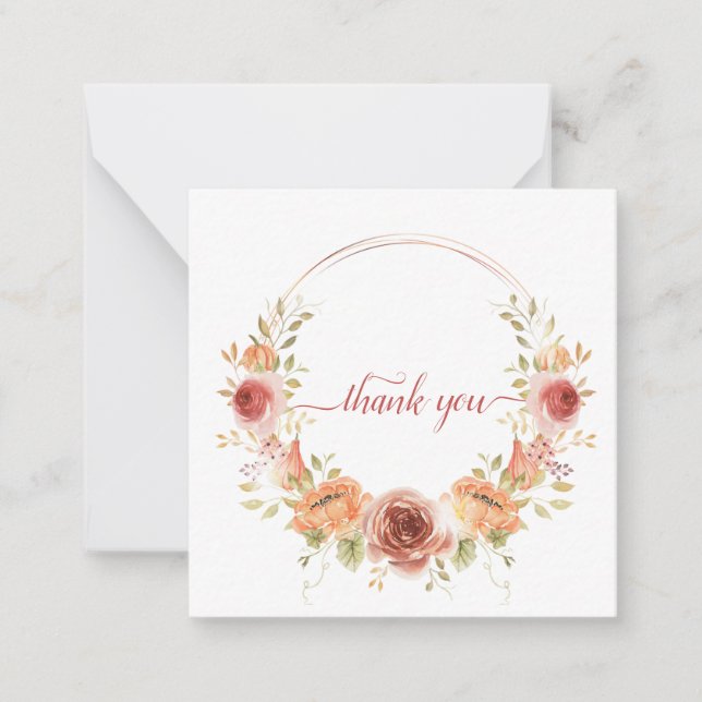 Elegant chic romantic thank you autumn floral card (Front)