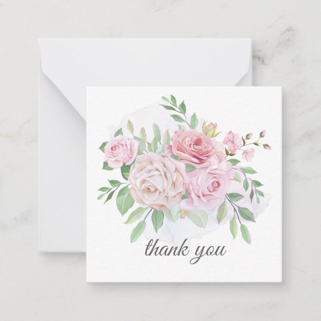 elegant chic romantic thank you roses   note card (Front)