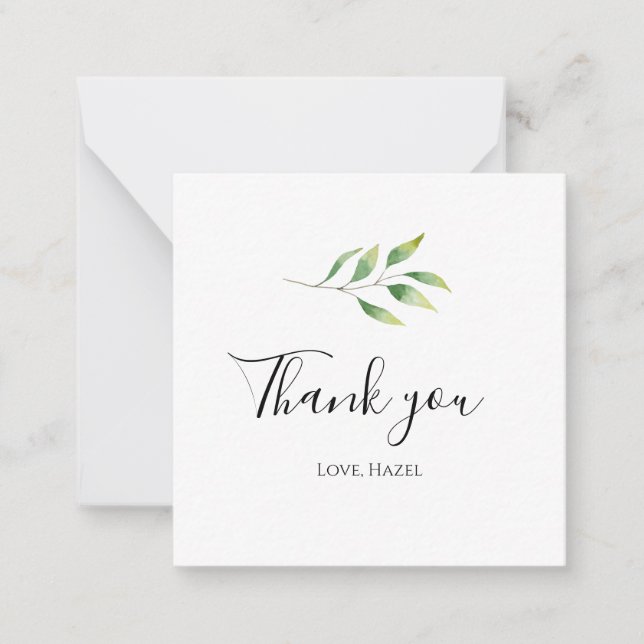 Elegant chic romantic "Thank you" white botanical Card (Front)