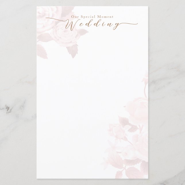 Elegant Chic Rose Blank Wedding Menu (Front)