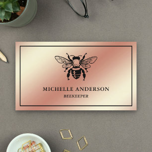 Elegant Chic Rose Gold Foil Honey Bee Beekeeper Business Card