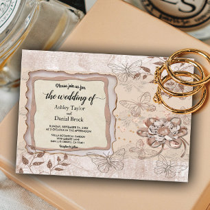 Elegant Chic Rose Gold Glitter Stylish Wedding Invitation