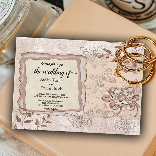 Elegant Chic Rose Gold Glitter Stylish Wedding Invitation (Creator Uploaded)