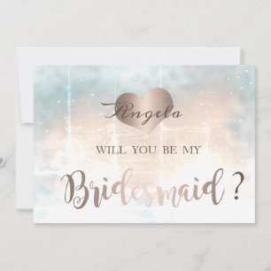 Elegant Chic Rose Gold Heart   Bridesmaid Card
