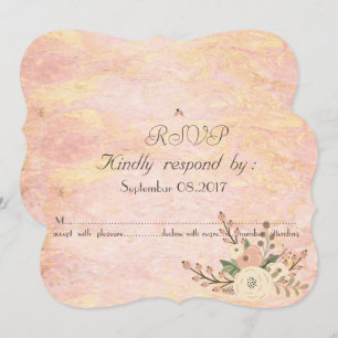 Elegant Chic Rose Marble Floral RSVP Invitation