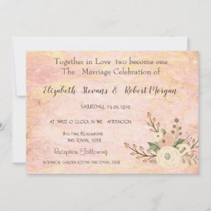 Elegant Chic Rose Marble Floral Wedding Invitation