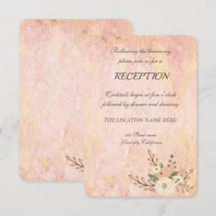 Elegant Chic Rose Marble Floral Wedding Reception Invitation
