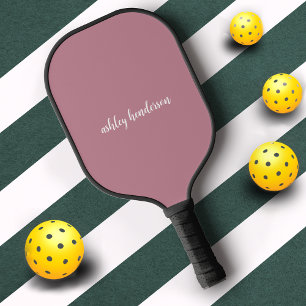Elegant Chic Rose Pink Monogram Full Name Pickleball Paddle