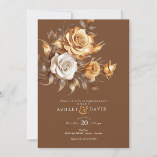Elegant Chic Rose   Romantic Engagement Party Invitation