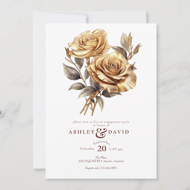 Elegant Chic Rose | Romantic Engagement Party Invitation (Front)