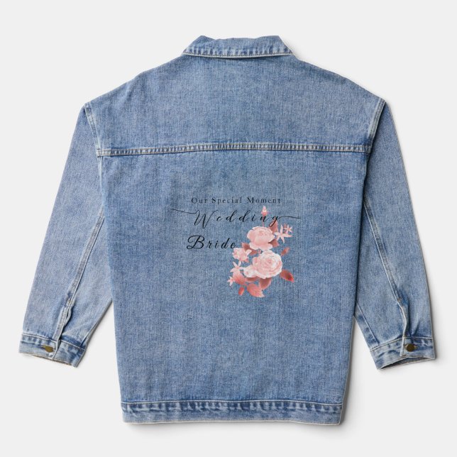 Elegant Chic Rose Wedding Denim Jacket (Back)