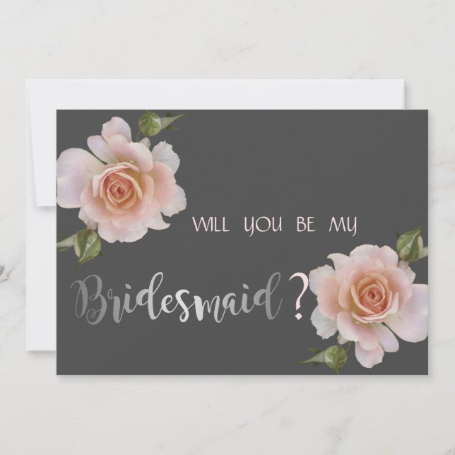 Elegant Chic Roses,Floral  Bridesmaid Card (Front)