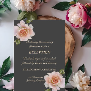 Elegant Chic Roses, Floral Wedding Reception Invitation