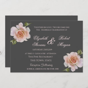 Elegant Chic Roses Wedding Floral Invitation