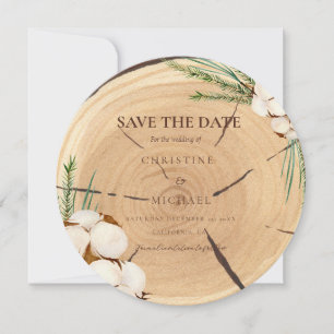 Elegant & Chic Rustic Wedding Wood save the date 
