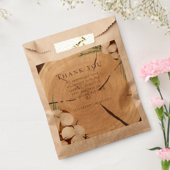 Elegant & Chic Rustic Wedding Wooden Thank You Favour Bags (Sealed)