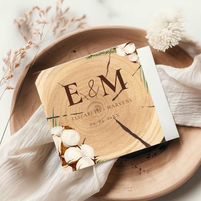 Elegant & Chic Rustic Wedding Wooden Thank You Napkin (Creator Uploaded)
