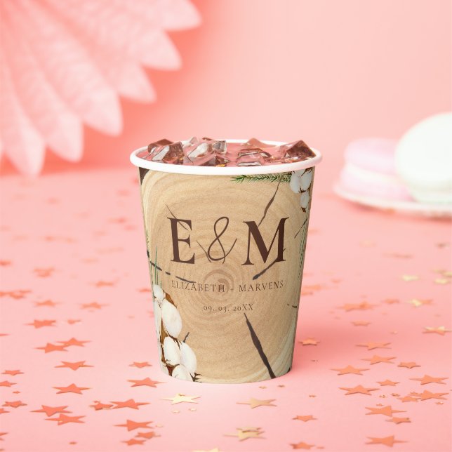 Elegant & Chic Rustic Wedding Wooden Thank You Paper Cups (Insitu)