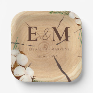 Elegant & Chic Rustic Wedding Wooden Thank You Paper Plate