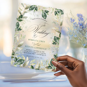 Elegant Chic Sage Eucalyptus Wedding Calligraphy Acrylic Invitations