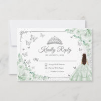 Elegant Chic Sage Green Silver Quinceanera Reply