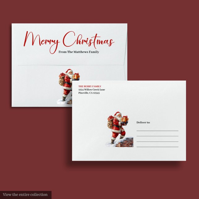 Elegant Chic Santa Claus Classic Festive Holiday Envelope (Elegant Santa Claus Classic Festive Holiday Envelope)