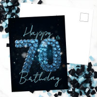 Elegant Chic Sapphire Blue and Black 70th Birthday