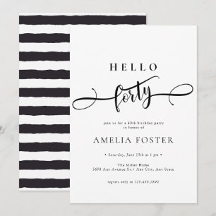 Elegant Chic Script 40th Birthday Invitation