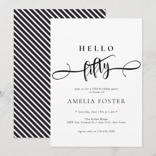 Elegant Chic Script 50th Birthday Invitation
