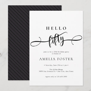 Elegant Chic Script 50th Birthday Invitation