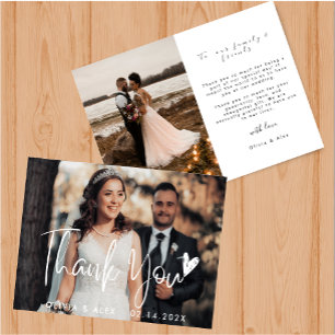 Elegant Chic Script Love Heart  Thank You card