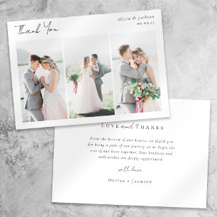 Elegant Chic Script Photo Collage Wedding Card