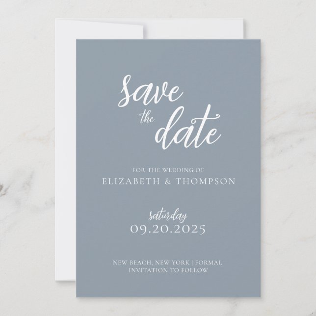 Elegant Chic Script Photo Wedding Save The Date In Invitation (Front)