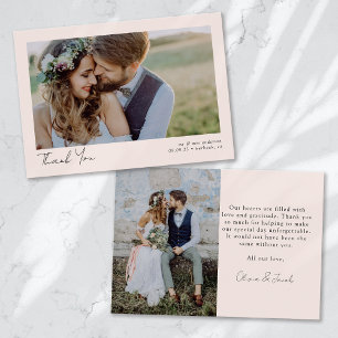 Elegant Chic Script Wedding Photo Thank You Card