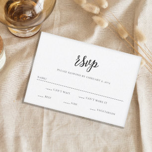 Elegant Chic Script Wedding RSVP Card