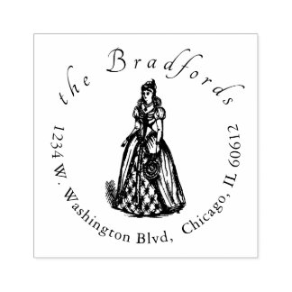 Elegant Chic Script Weddings Name Return Address Rubber Stamp