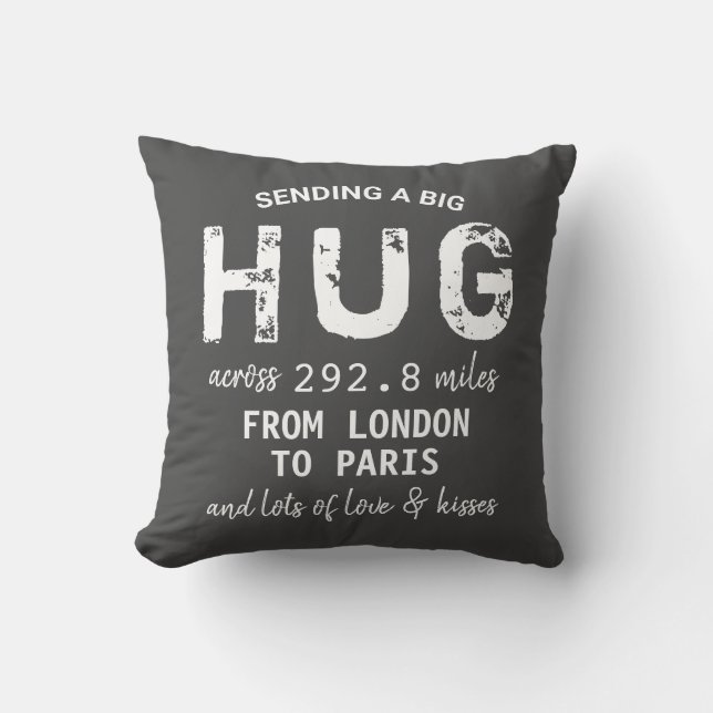 Elegant chic "Sending a big Hug" custom Distance Cushion (Front)