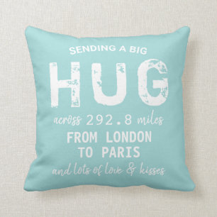 Elegant chic "Sending a big Hug" custom Distance Cushion