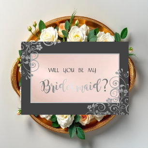 Elegant Chic Silver  Flowers Bridesmaid Card