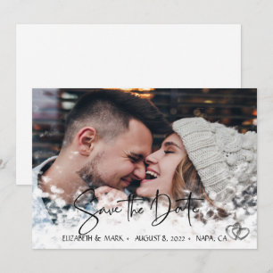 Elegant Chic Silver Hearts,Photo Save The Date