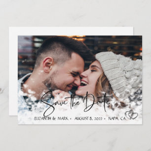Elegant Chic Silver Hearts,Photo Save The Date