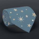 Elegant Chic Silver Stars Monogrammed Dusty Blue Tie<br><div class="desc">Elegant and festive star pattern for any occasion !</div>