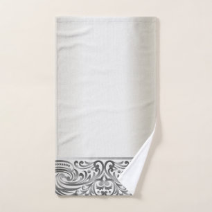 Elegant Chic Silver Swirls Bath Towel Set