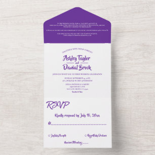 Elegant Chic Simple Minimalist Script Wedding All In One Invitation