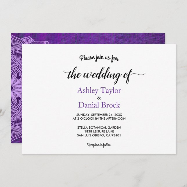 Elegant Chic Simple Minimalist Script Wedding Invitation (Front/Back)