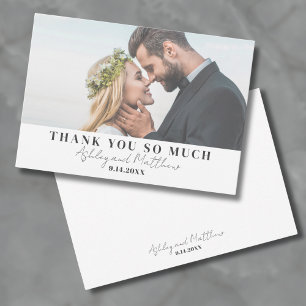 Elegant Chic Simple Script Wedding Photo Thank You Card